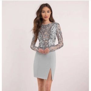 Harlequin Romance Grey Sequin Bodycon Dress